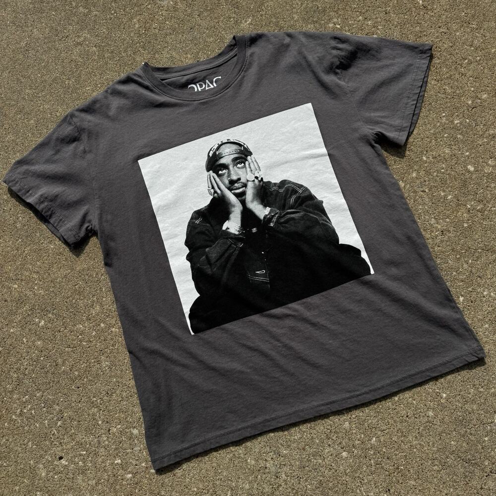 2Pac Tupac Photo Graphic T-Shirt Black, Size L, Original Music Rap & Hip Hop